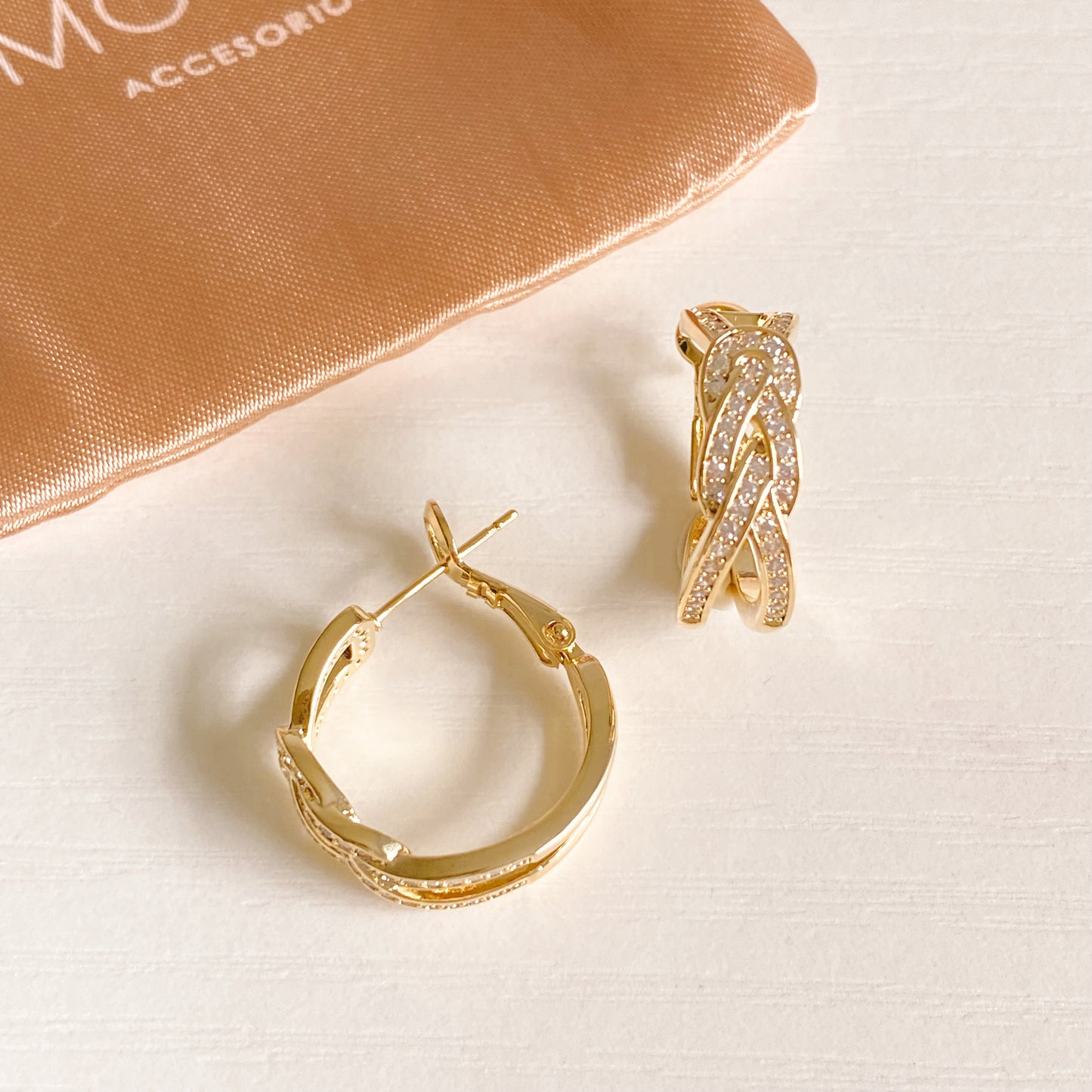 Cross Pavé Hoops