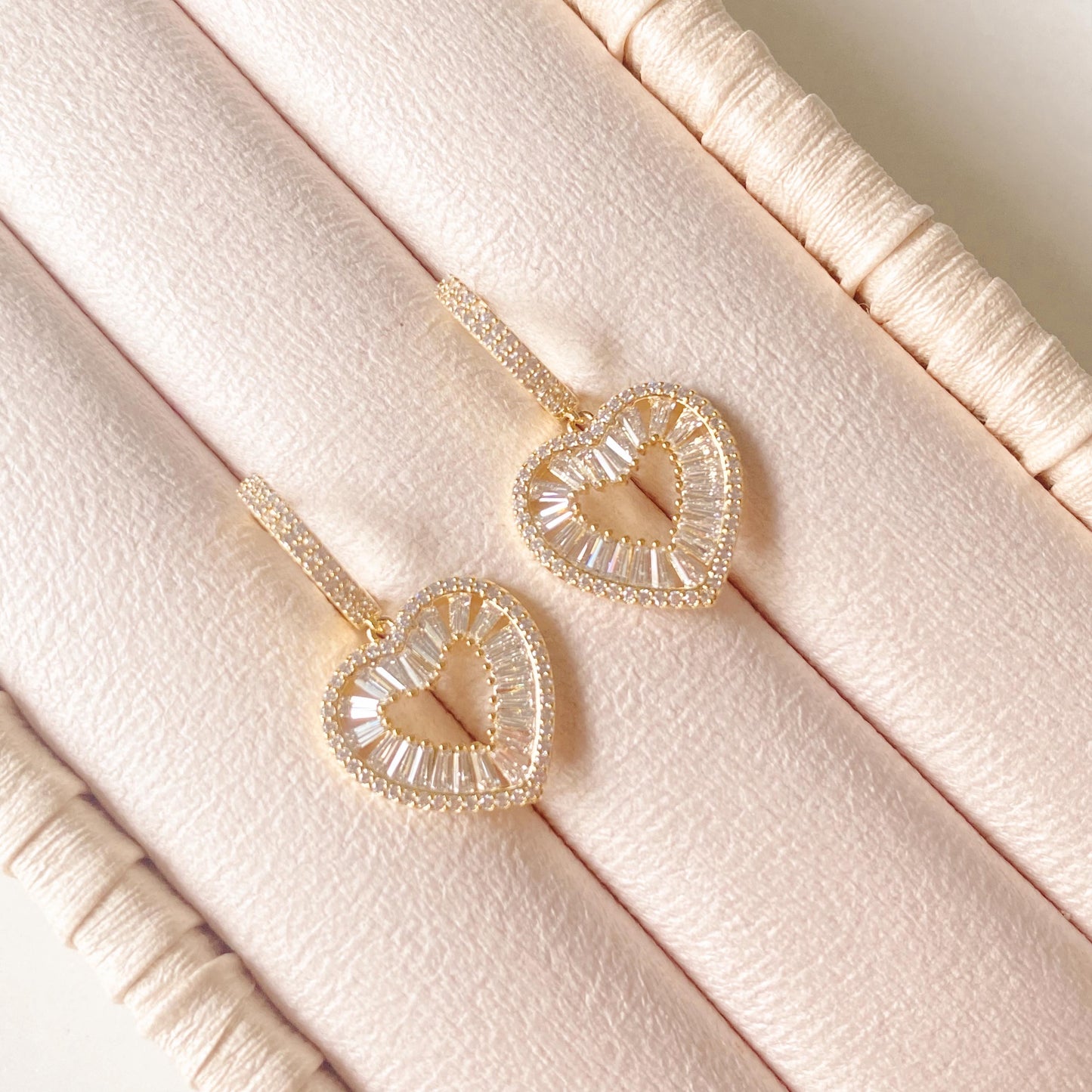 Baguette Heart Drop Earrings