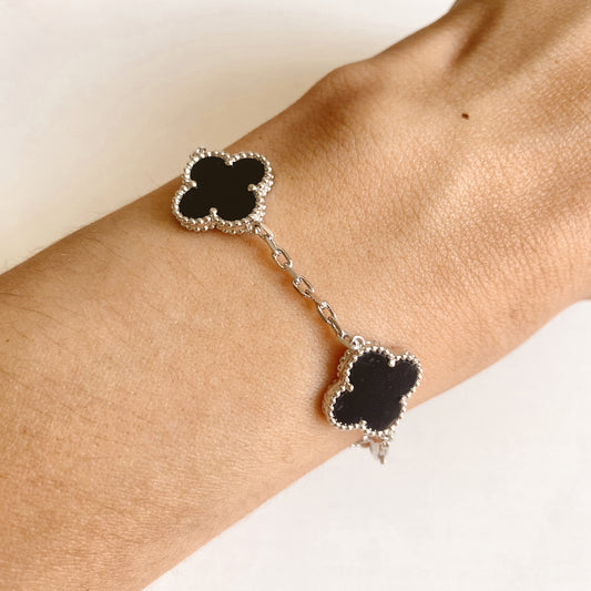 Clover Bracelet Black & Silver